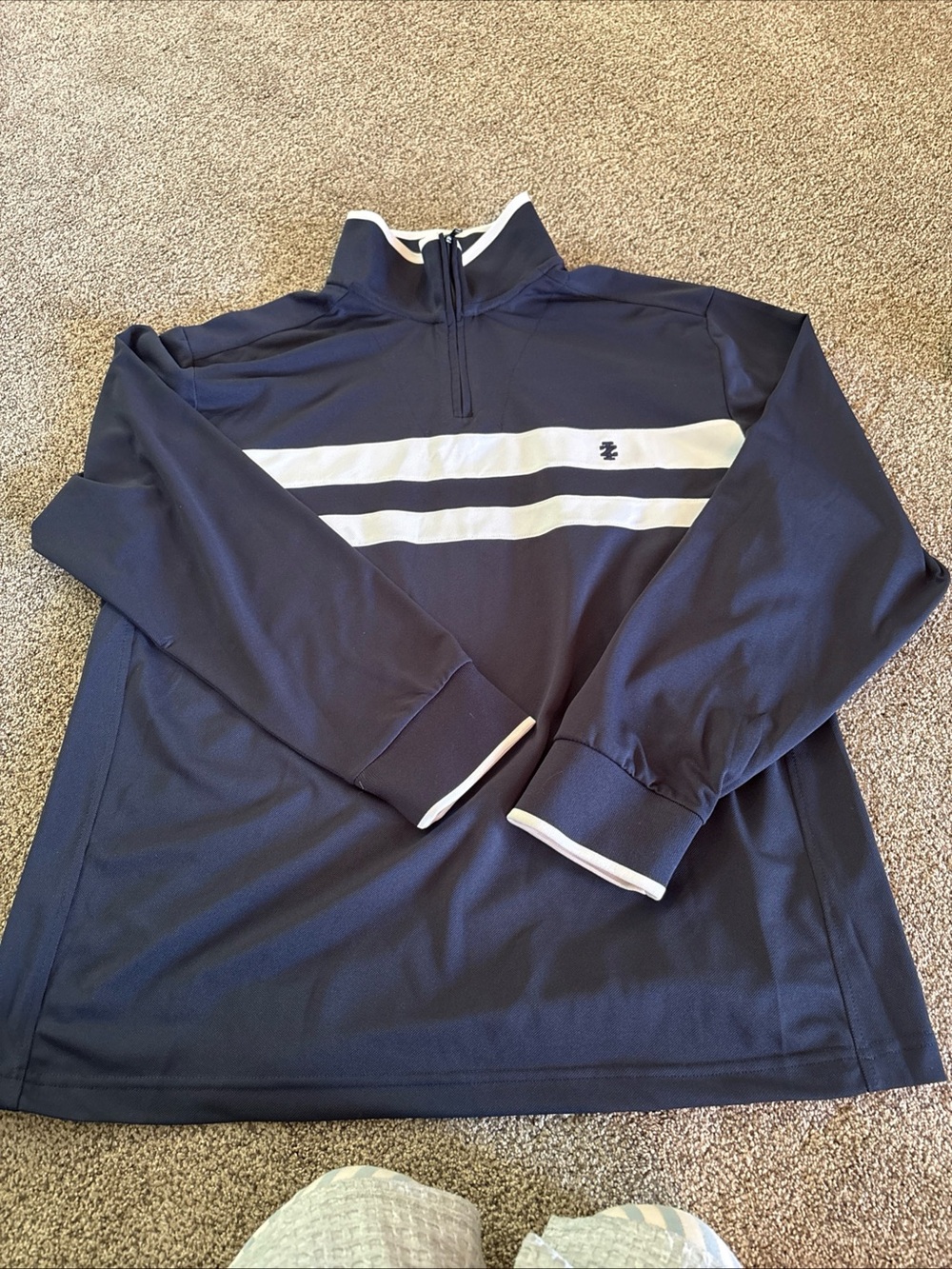 Izod Performance Classics Mens Quarter Zip Pullover Blue Xl Navy Blue White